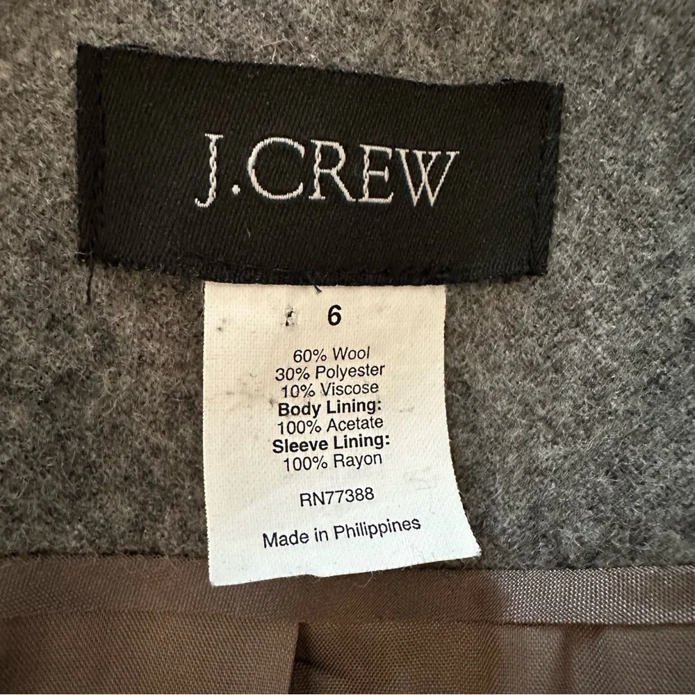 J. Crew Gray and Black Fitted Wool Blend Preppy Blazer Size 6